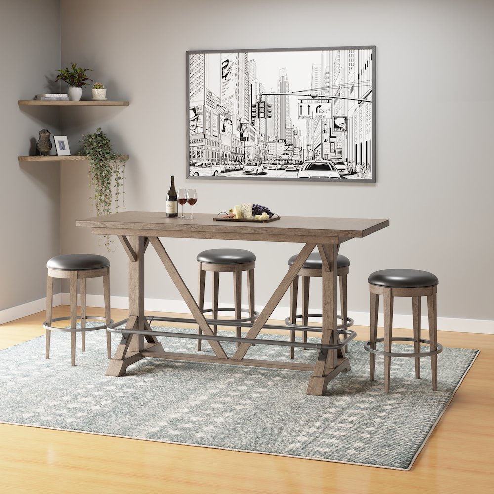 Wallce & Bay Benti Pecan Brown Backless Swivel Bar Stool. Picture 2