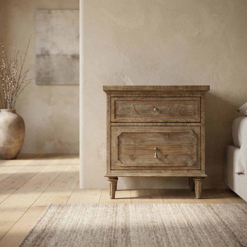 Sandstone Buff Nightstand with Rustic Casual Design and Durable Construction. Picture 3