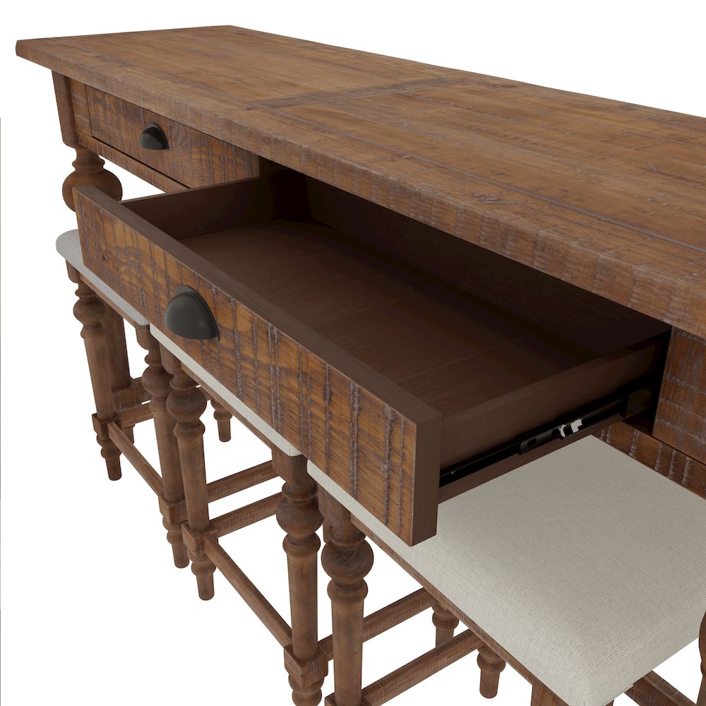 Wallce & Bay Ludin Sandstone Buff Console Table With 3 Stools. Picture 7