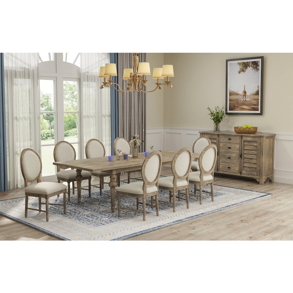 Wallace & Bay Ludin Sandstone Buff Upholstered Dining Chairs, Set of 2. Picture 2