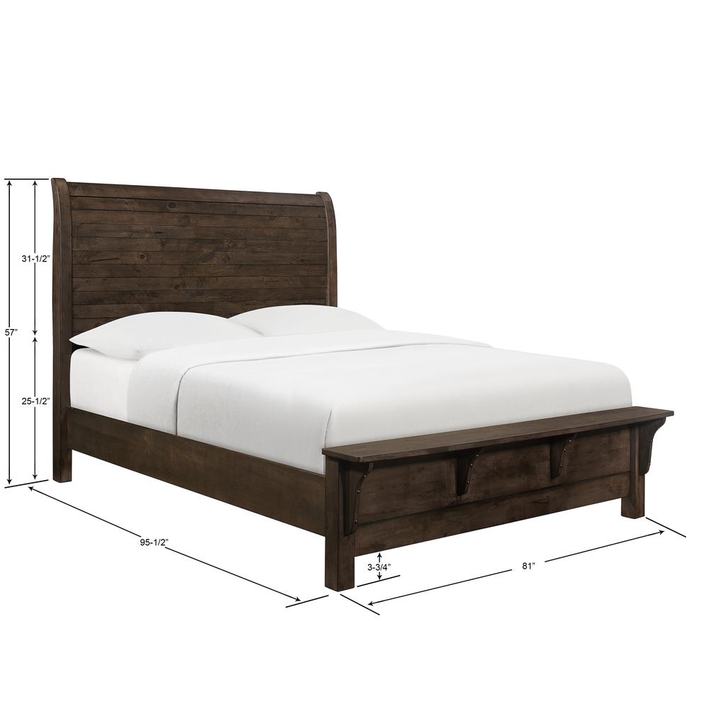King Sleigh Bed with Curved Plank Headboard And Built-In Bench Footboard. Picture 2