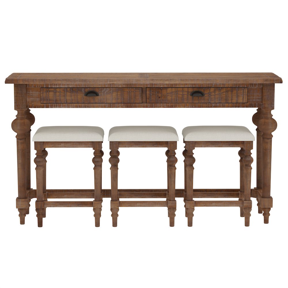 Wallce & Bay Ludin Sandstone Buff Console Table With 3 Stools. Picture 3