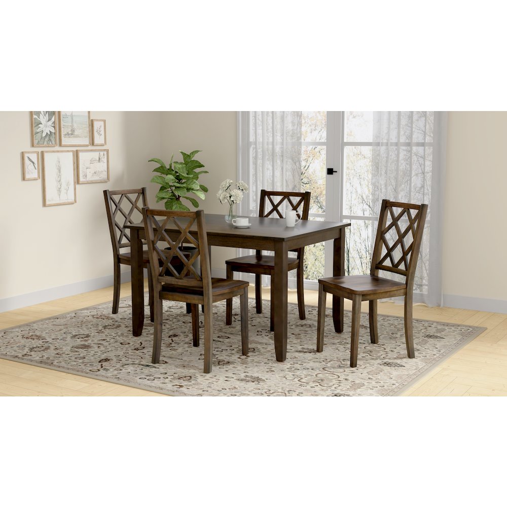 Wallace & Bay Velvety 5 Piece Dining Table Set in Bitters Brown. Picture 2