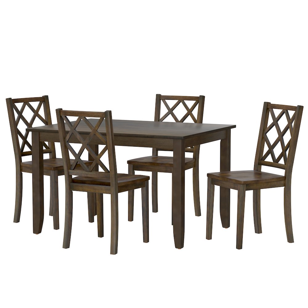 Wallace & Bay Velvety 5 Piece Dining Table Set in Bitters Brown. Picture 1