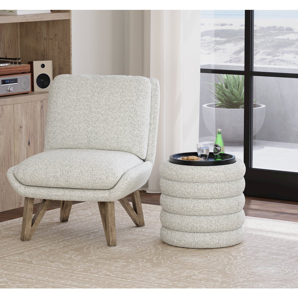 Wallace & Bay Norra Cream Storage Ottoman with Reversible Solid Wood Tray Tops. Picture 2