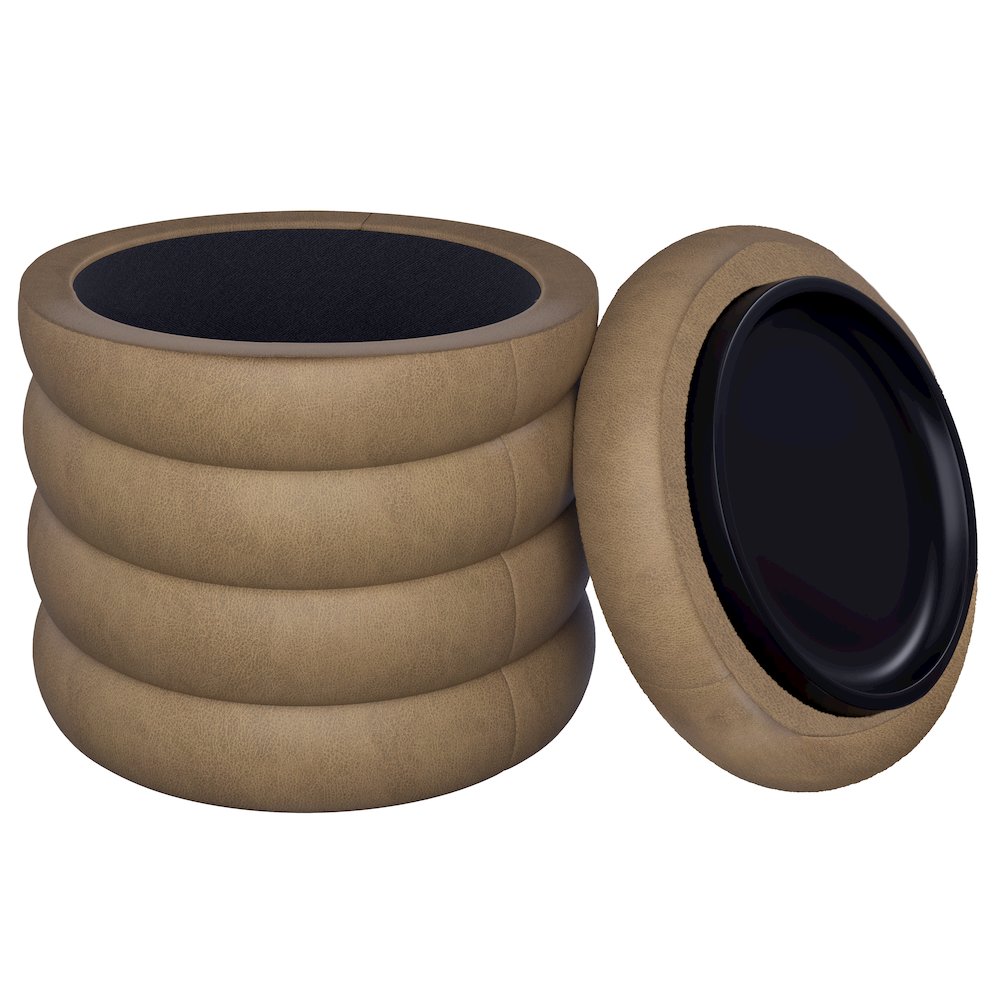 Brown Storage Ottoman with Reversible Solid Wood Tray Tops. Picture 5