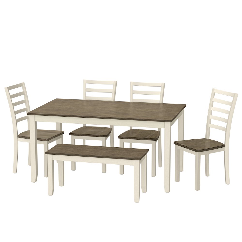 Wallce & Bay Radiant Dogwood Bark & Blossom 6 Piece Dining Table Set. Picture 1