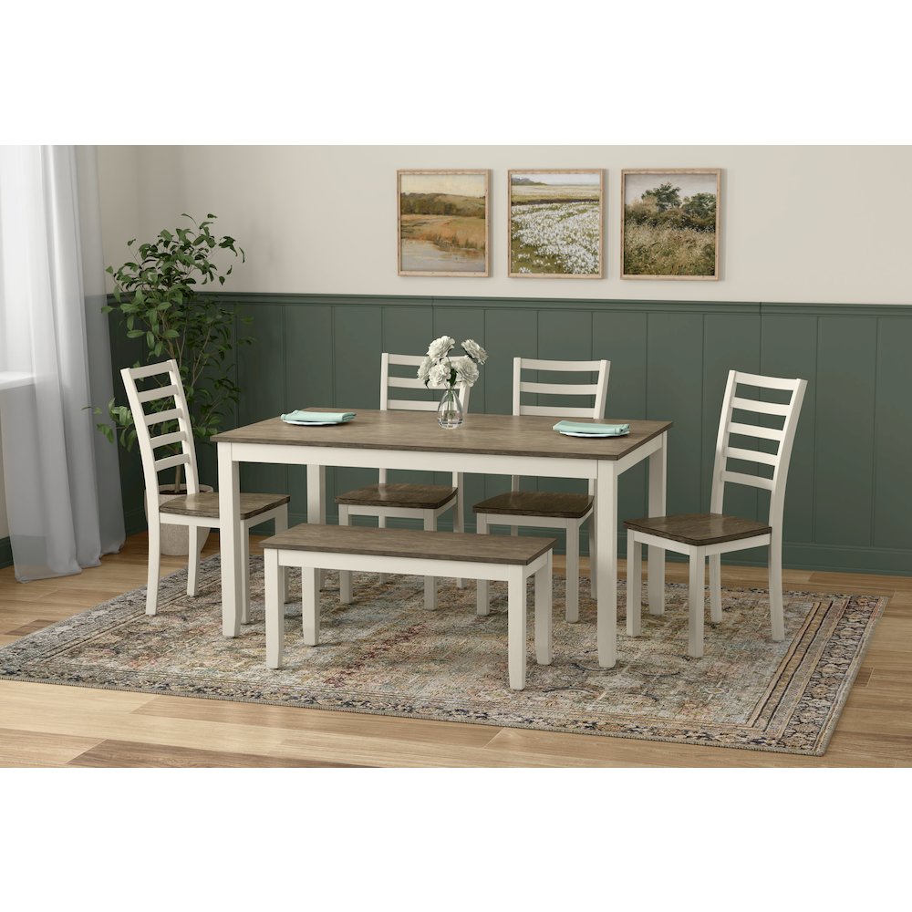 Wallce & Bay Radiant Dogwood Bark & Blossom 6 Piece Dining Table Set. Picture 2