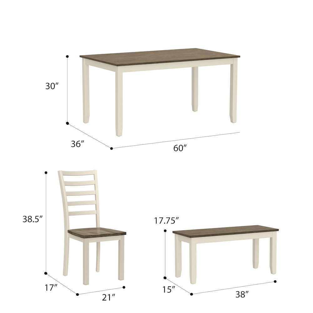 Wallce & Bay Radiant Dogwood Bark & Blossom 6 Piece Dining Table Set. Picture 5