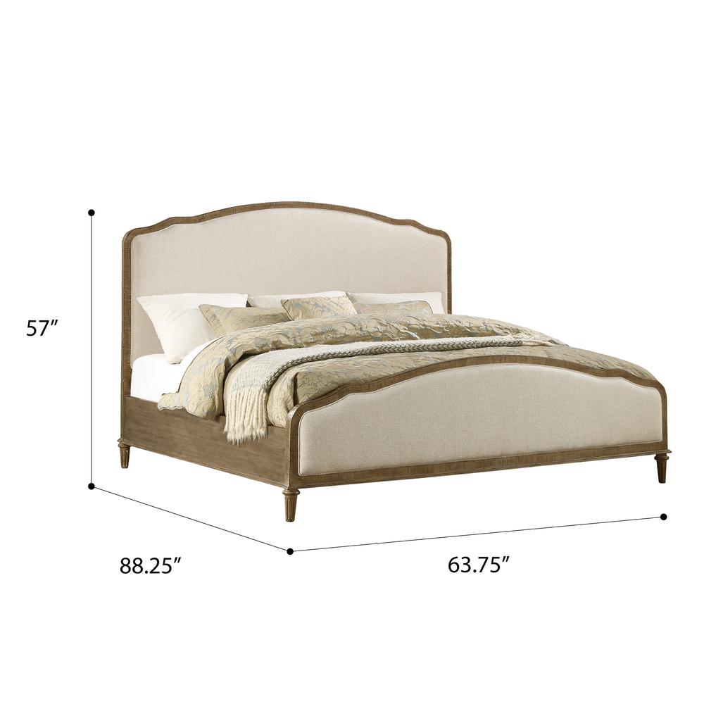 Cream Queen Bed with Weathered Wood Framing, Headboard And Footboard Panels. Picture 2