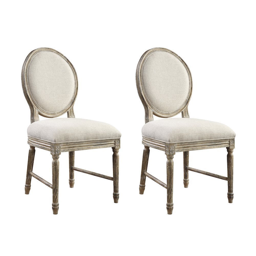 Wallace & Bay Ludin Sandstone Buff Upholstered Dining Chairs, Set of 2. Picture 1