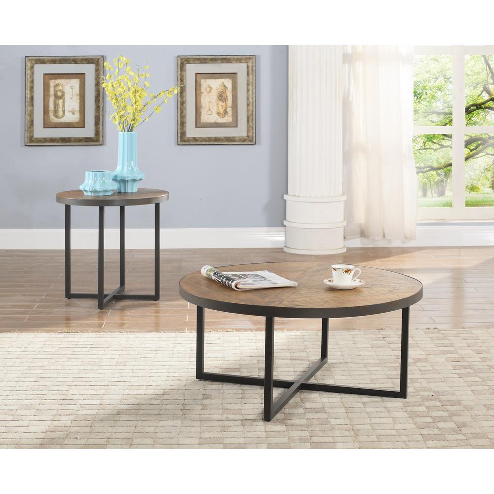 Wallace & Bay Oceans Round Coffee Table, Antique Pine. Picture 1
