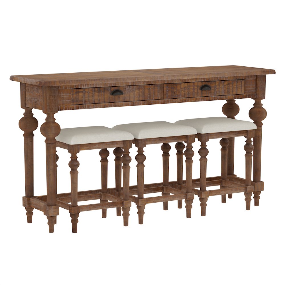 Wallce & Bay Ludin Sandstone Buff Console Table With 3 Stools. Picture 1