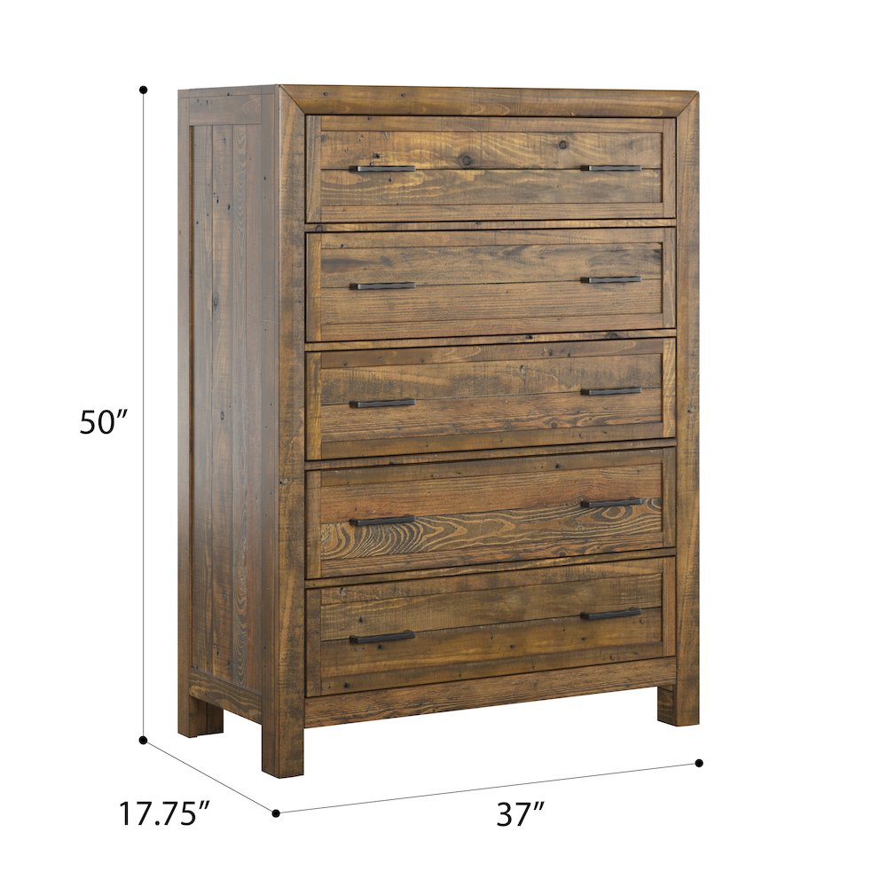 Wallce & Bay Mullen Caramel Brown 5-Drawer Chest. Picture 4