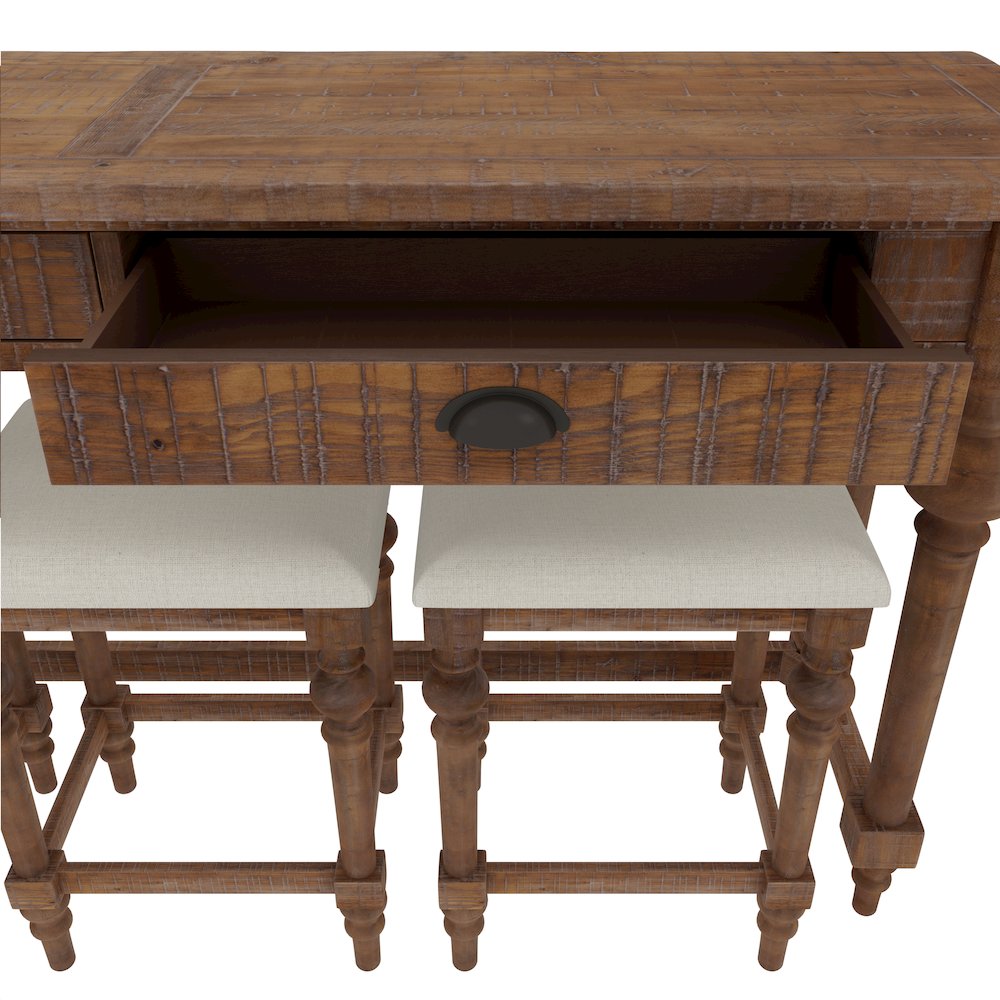 Wallce & Bay Ludin Sandstone Buff Console Table With 3 Stools. Picture 8