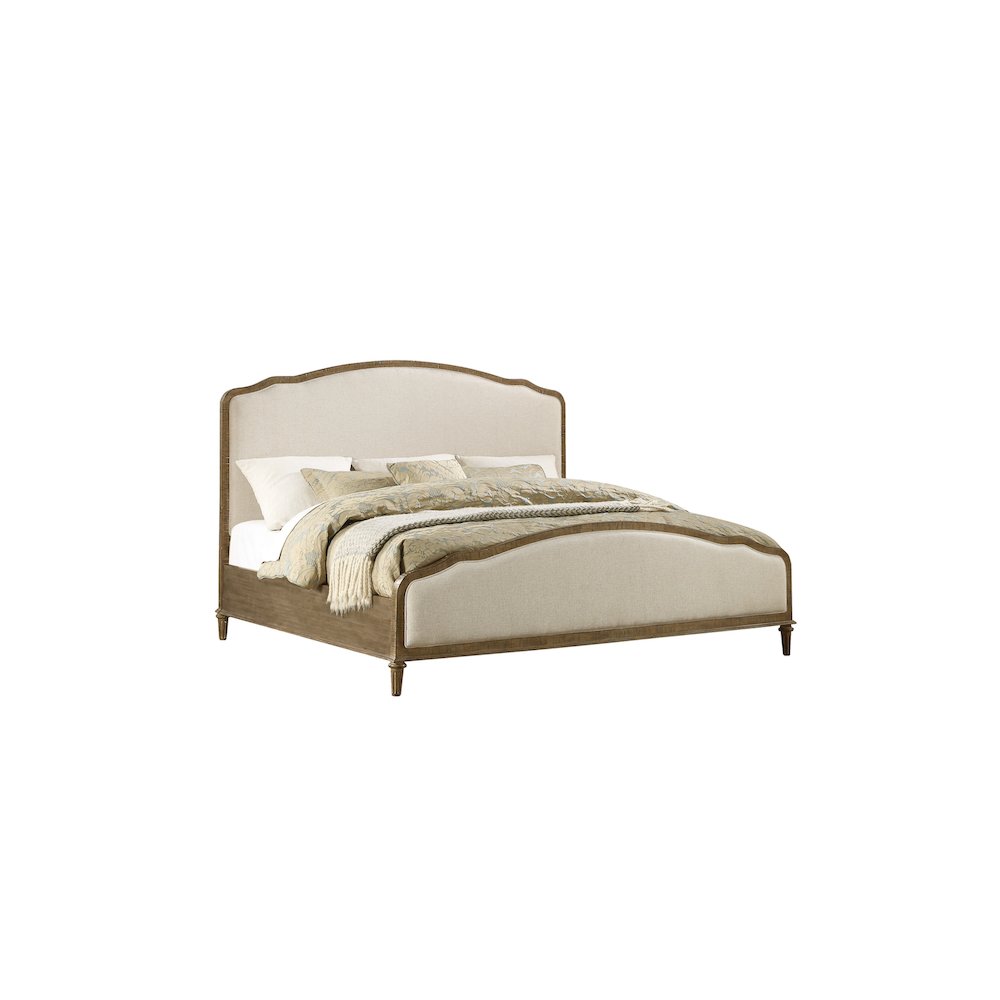 Wallace & Bay Ludin Sandstone Buff and Cream Queen Upholstered Bed. Picture 1