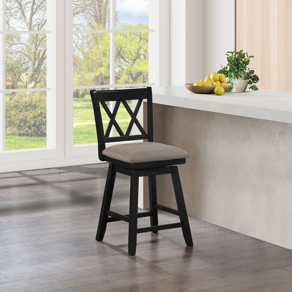 24in Brookline Swivel Barstool Pure Black. Picture 8