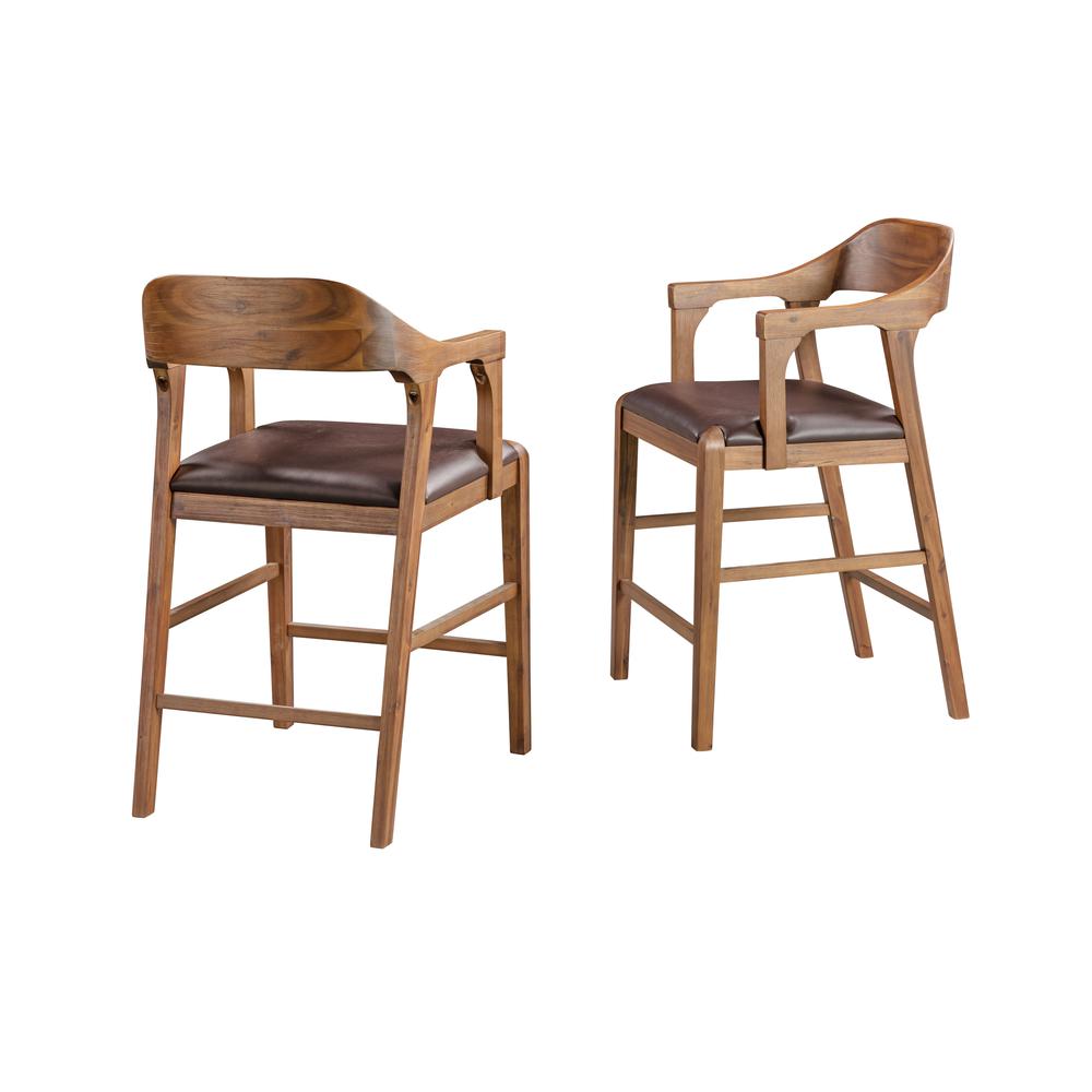Rasmus Wood Counter Stool - Chestnut Wire-Brush Finish. Picture 2