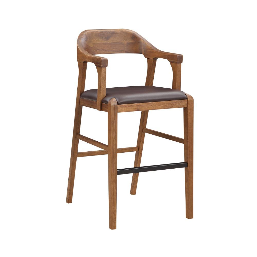 Rasmus Wood Bar Stool - Chestnut Wire-Brush Finish. Picture 1