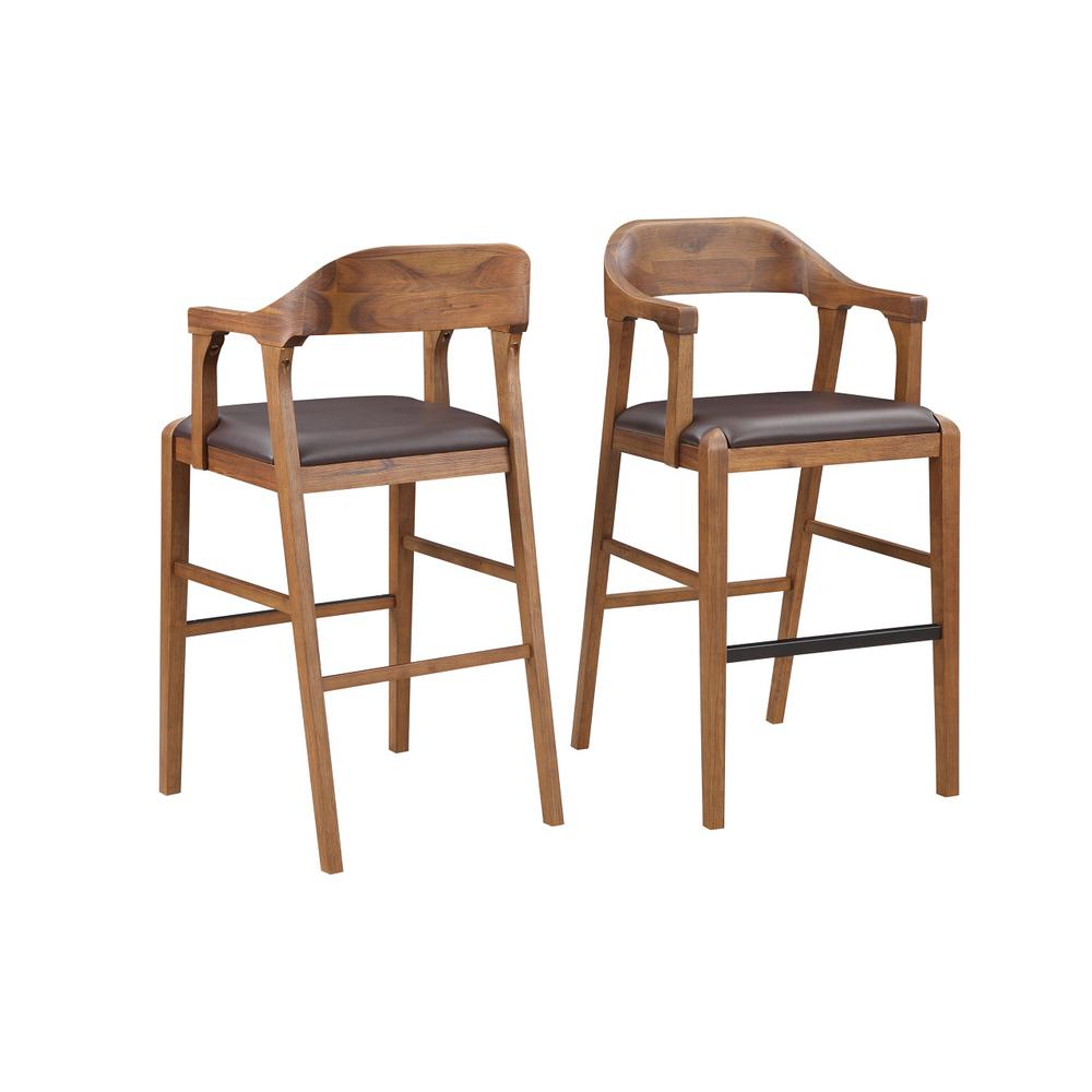 Rasmus Wood Bar Stool - Chestnut Wire-Brush Finish. Picture 2