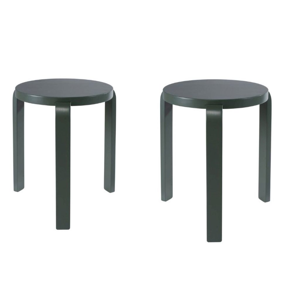 Mateo Round Backless Stacking Stools - Set of 2 - Spanish Moss. Picture 1