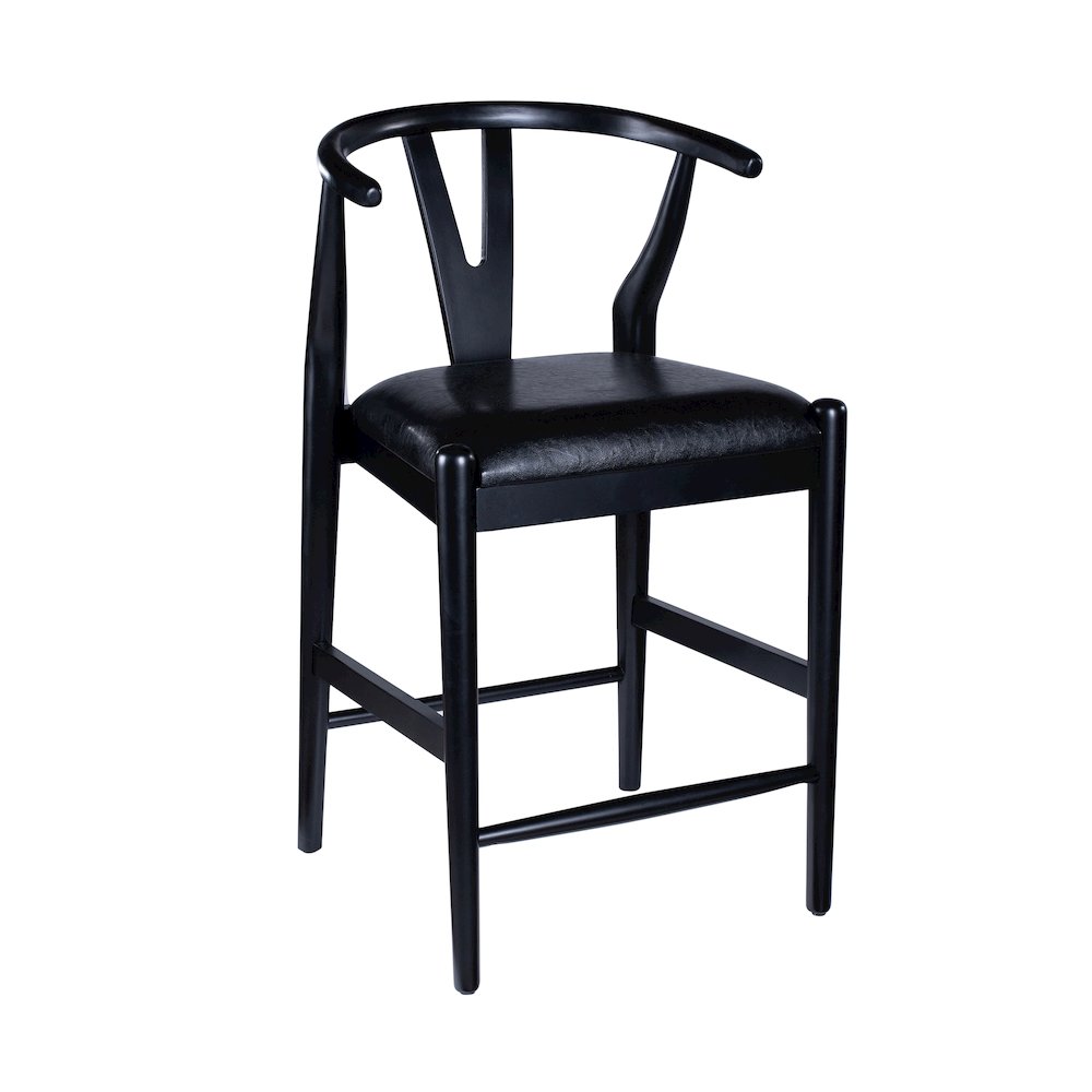 Wishbone Counter Height Kitchen Bar Stool - Black Finish. Picture 2