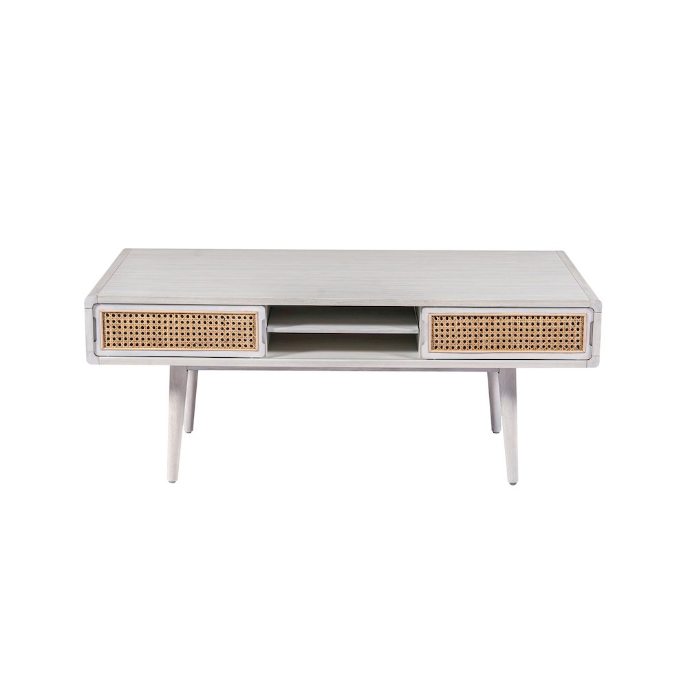 Cambria Coffee Table - Zebrano Whitewash/Natural Cane. Picture 8