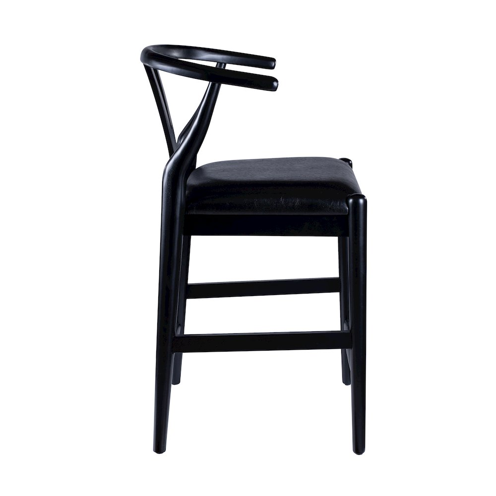 Wishbone Counter Height Kitchen Bar Stool - Black Finish. Picture 4