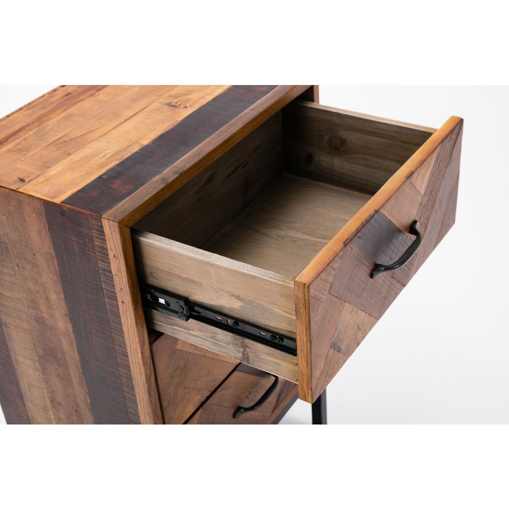 Benton Oak Wood 3 Drawer Nightstand - Natural Oak Finish. Picture 6