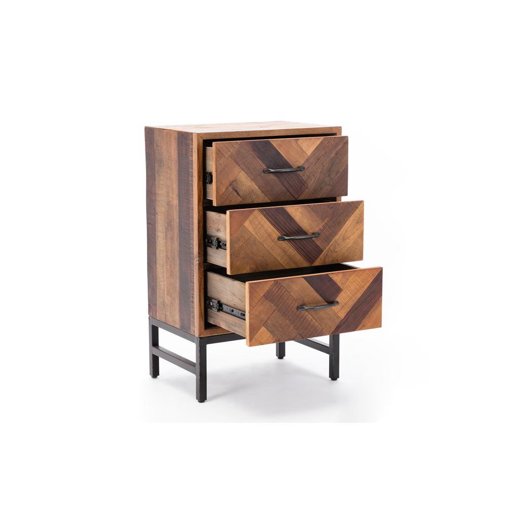 Benton Oak Wood 3 Drawer Nightstand - Natural Oak Finish. Picture 3