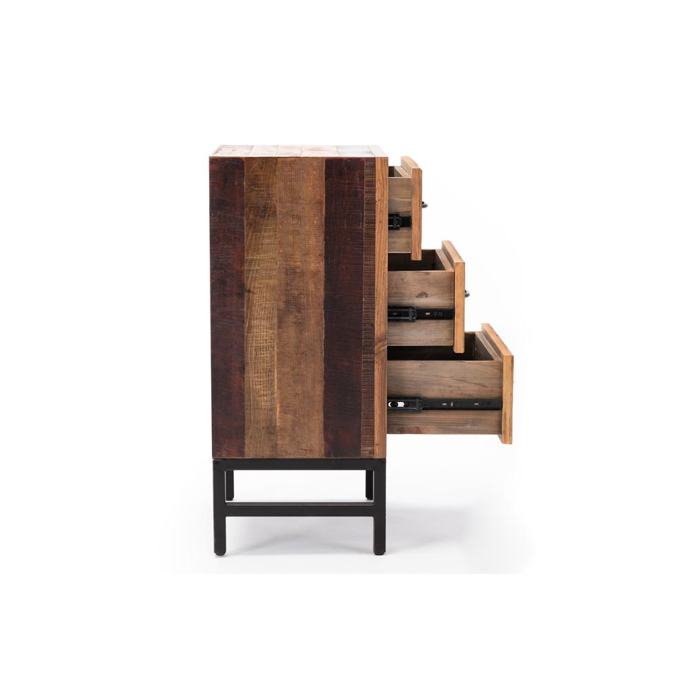 Benton Oak Wood 3 Drawer Nightstand - Natural Oak Finish. Picture 7