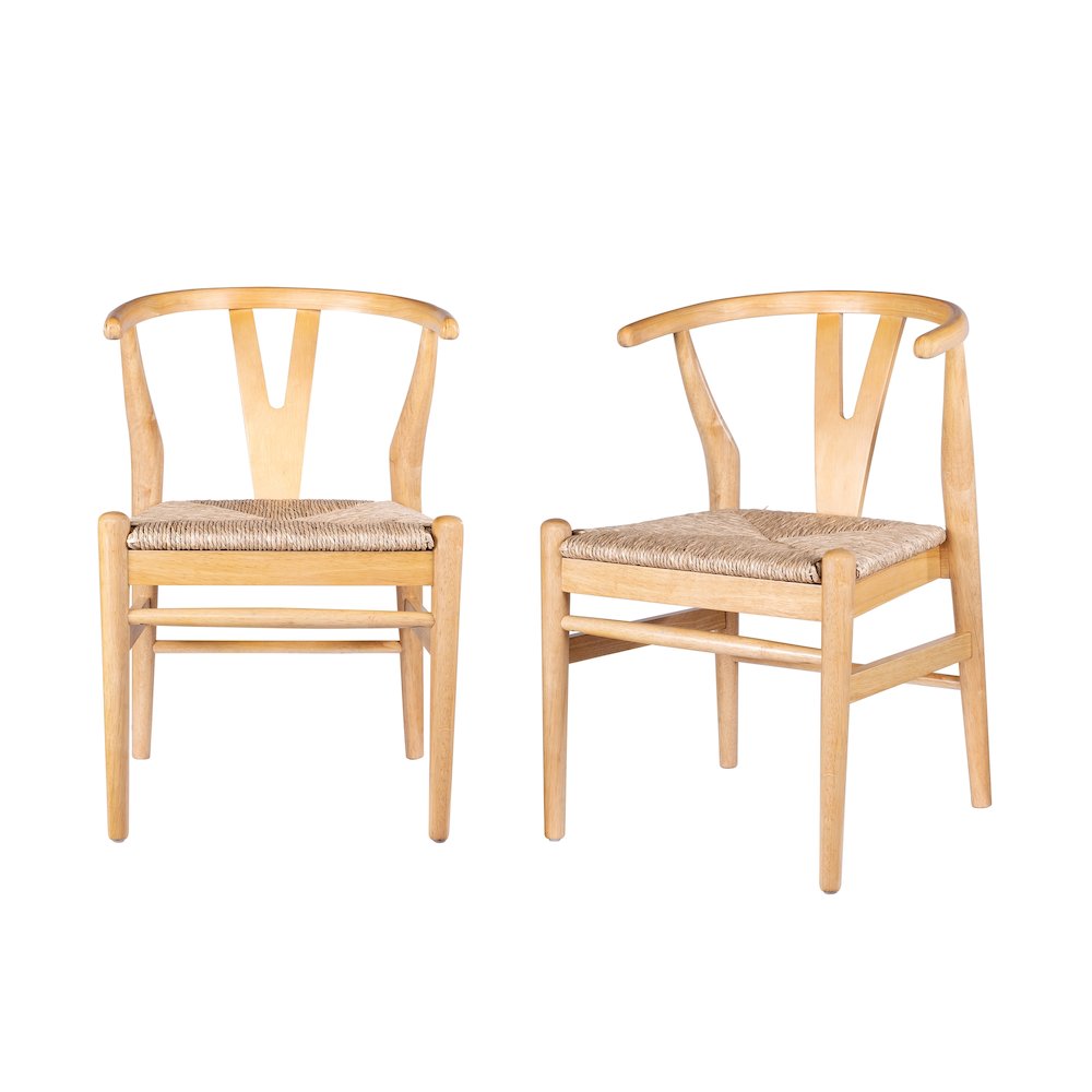 Wishbone Dining Chairs - Set of 2 - Natural Finish. Picture 1