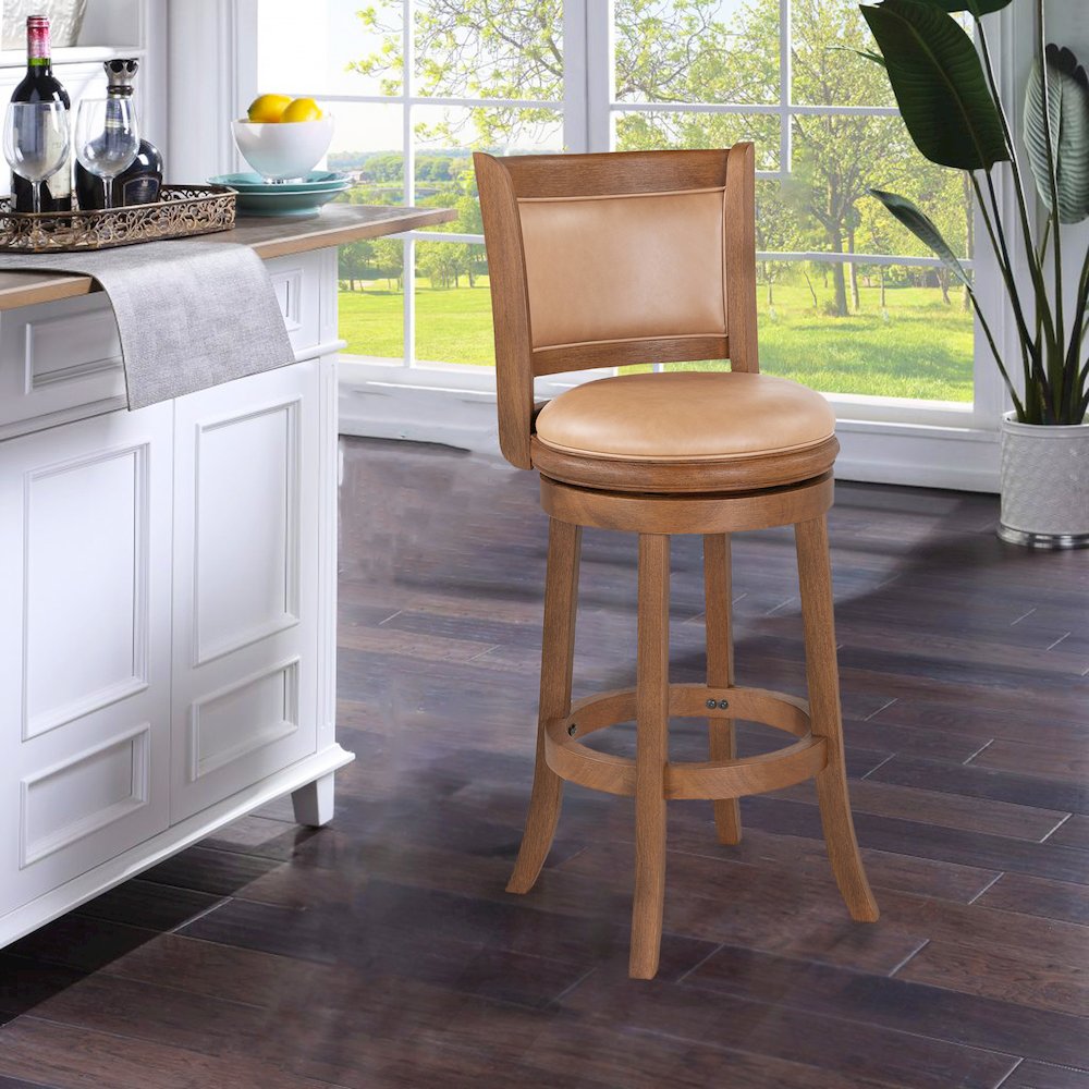 Augusta Swivel Bar Stool - Chestnut Wire-Brush. Picture 6