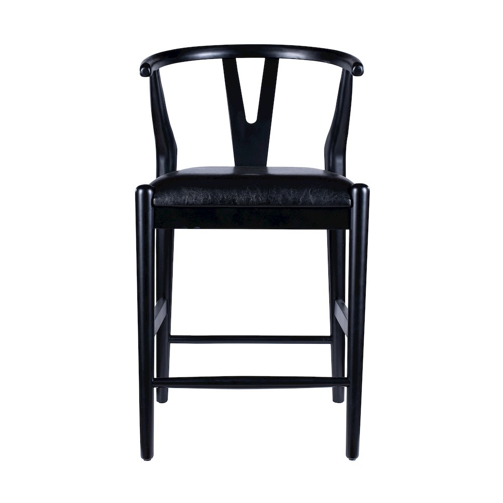 Wishbone Counter Height Kitchen Bar Stool - Black Finish. Picture 3
