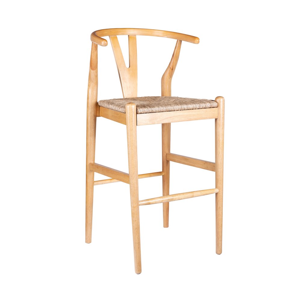 Wishbone Bar Height Kitchen Bar Stool - Natural Finish. Picture 1