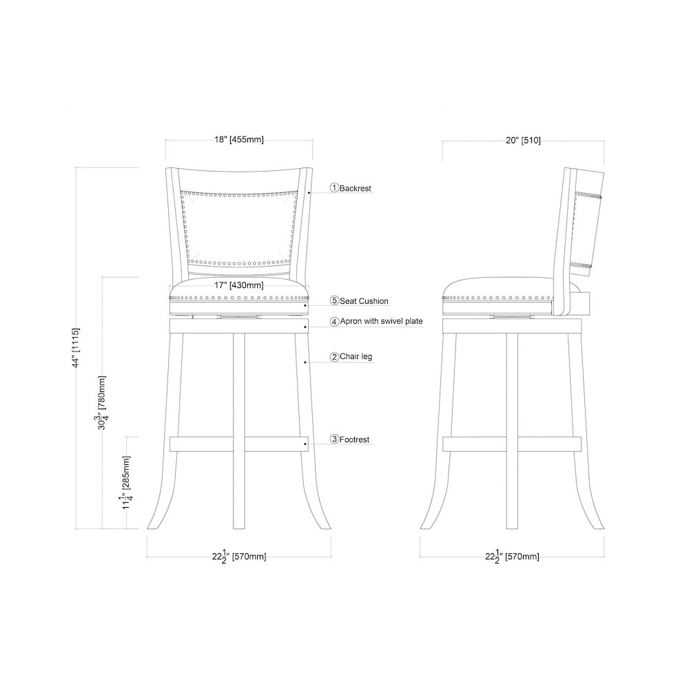 Bristol Swivel Bar Stool - Buttermilk. Picture 7