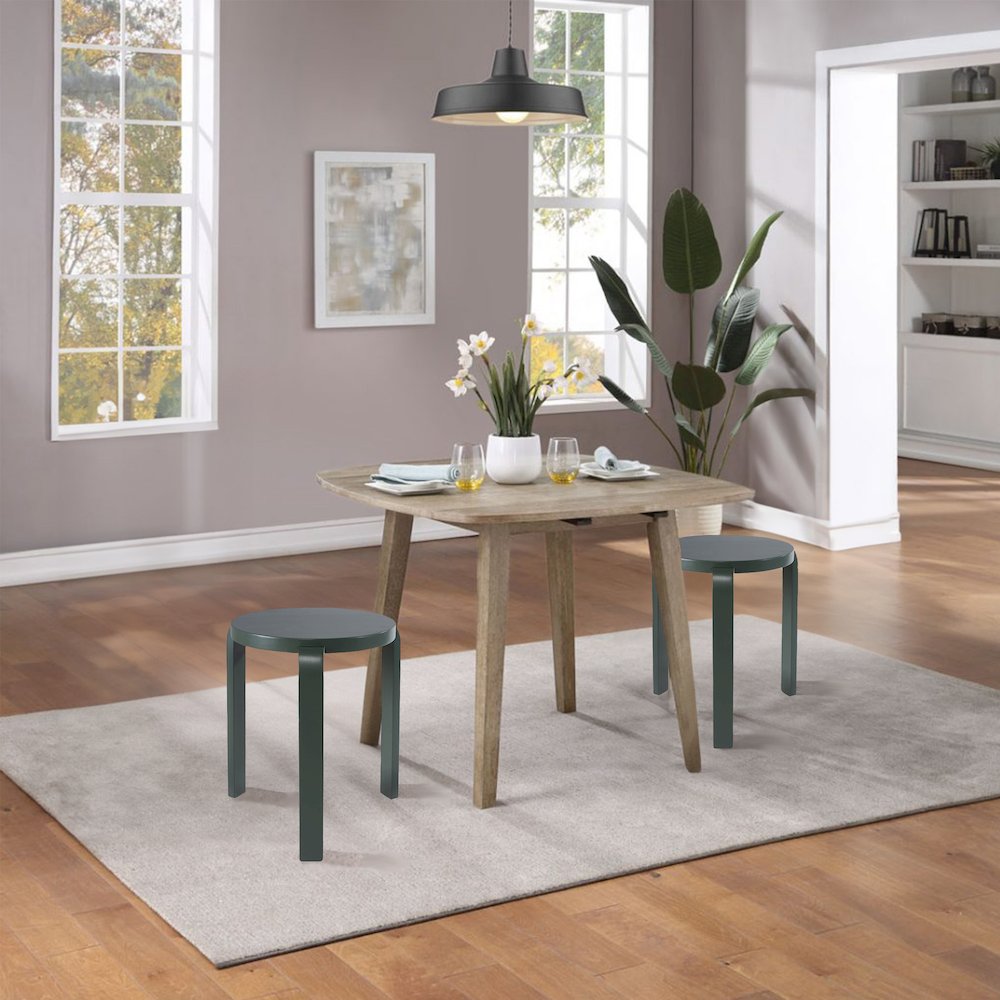 Mateo Round Backless Stacking Stools - Set of 2 - Spanish Moss. Picture 5