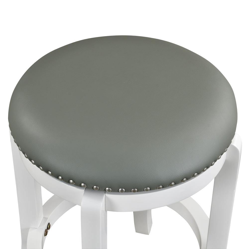 Cordova 24.5" Backless Faux Leather & Wood Swivel Counter Stool in White. Picture 3