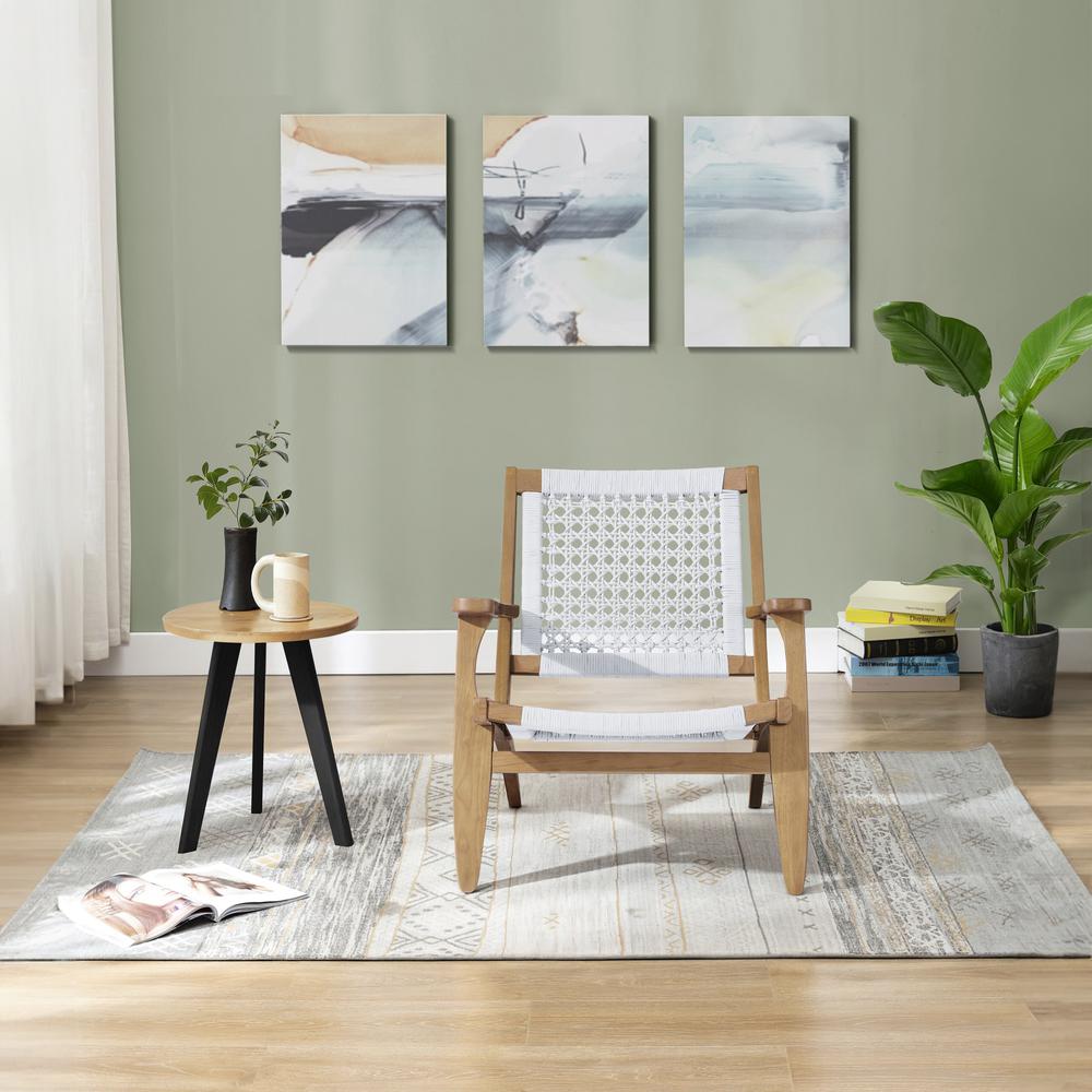 Harrison Hexagon Woven Light Grey Rope Accent Chair - Natural Finish. Picture 7