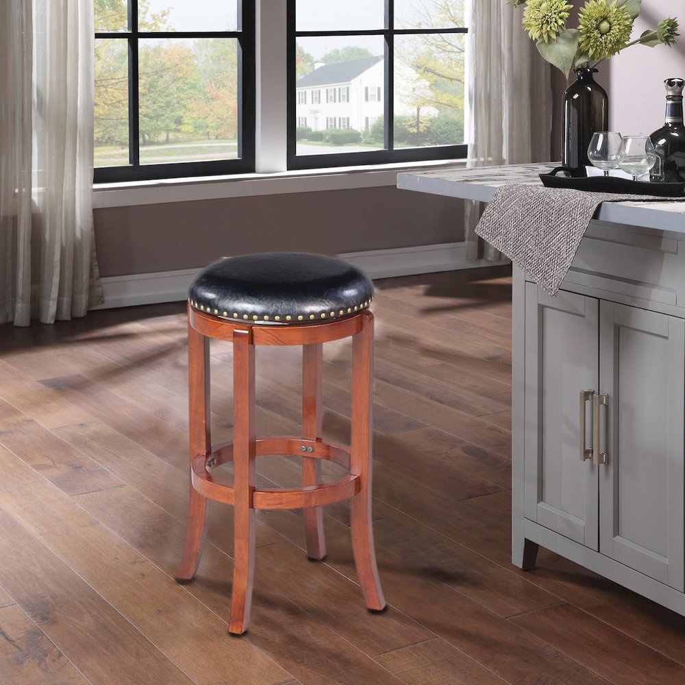 Cordova Swivel Bakckless Bar Stool - Cherry. Picture 4