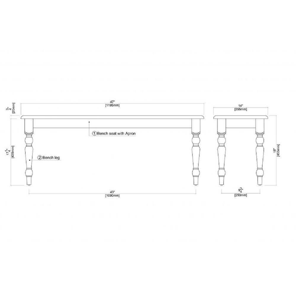 Windsor Farmhouse Dining Bench - Cream/Natural. Picture 2