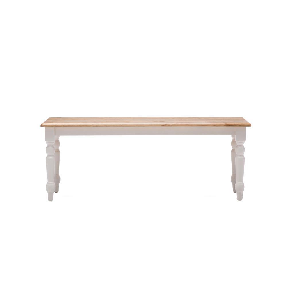 Windsor Farmhouse Dining Bench - Cream/Natural. Picture 3