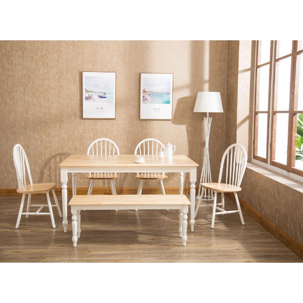 Windsor Farmhouse Dining Bench - Cream/Natural. Picture 4