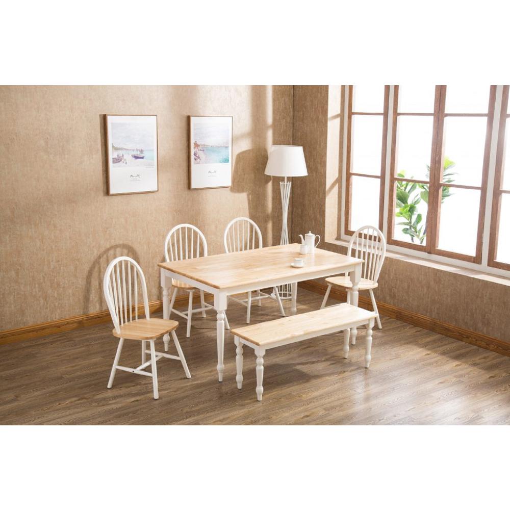 Windsor Farmhouse Dining Bench - Cream/Natural. Picture 8