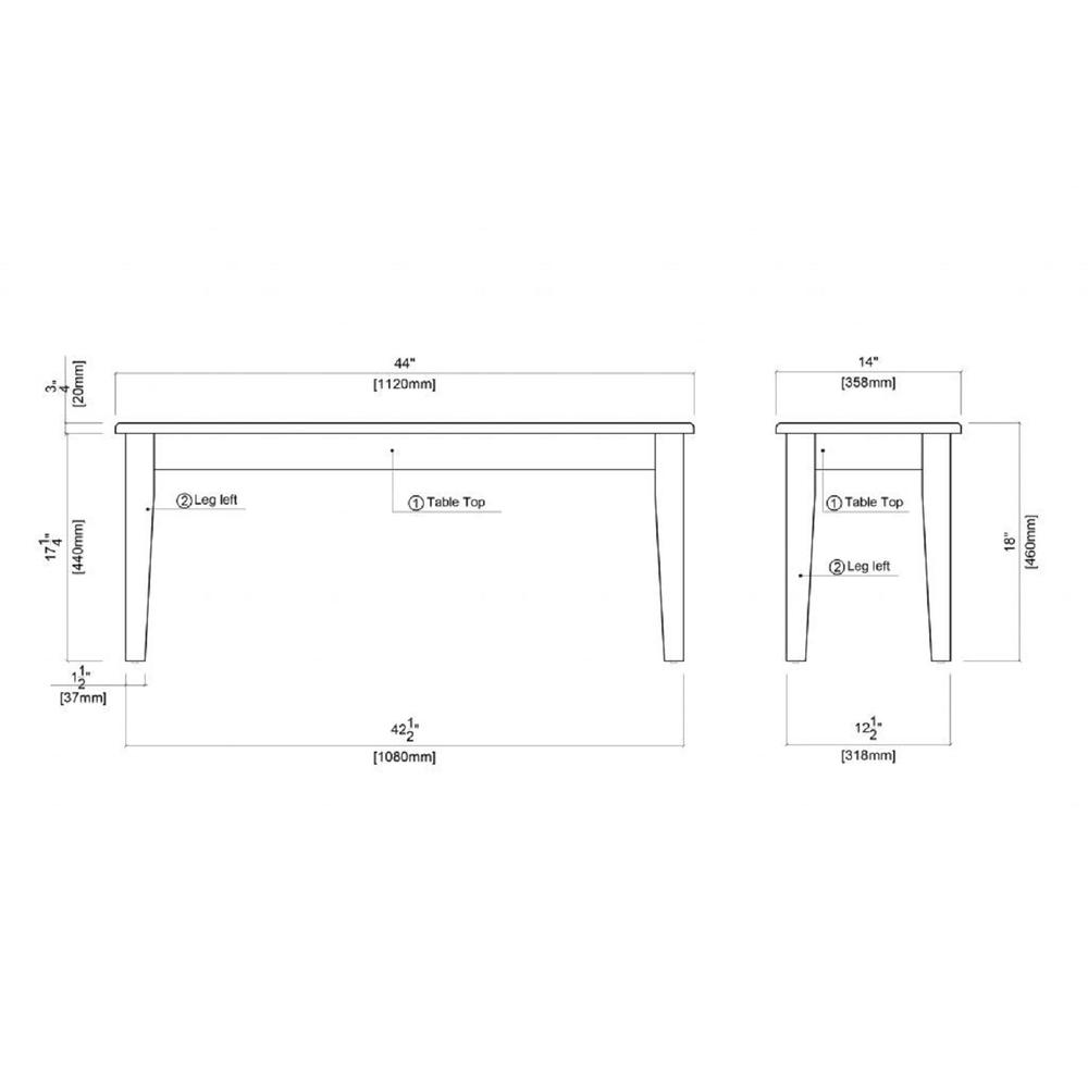 Shaker Dining Bench - Black/Oak. Picture 6
