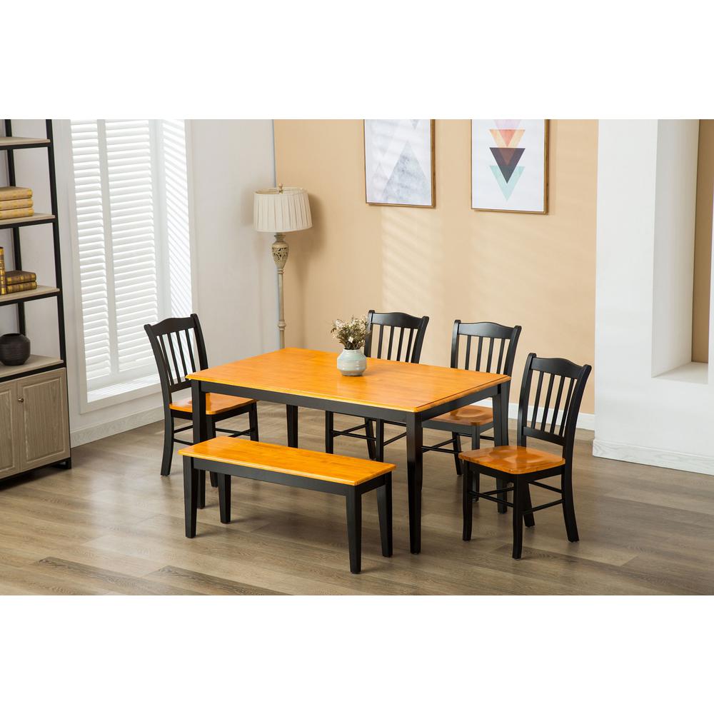 Shaker Dining Bench - Black/Oak. Picture 7