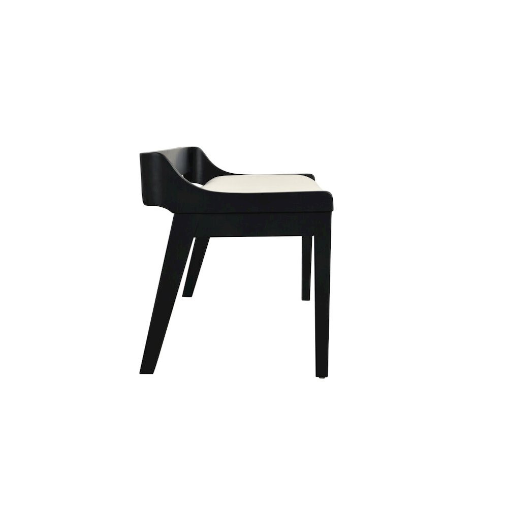 Rasmus Cream Faux Leather Wood Dining Bench - Black Finish. Picture 5