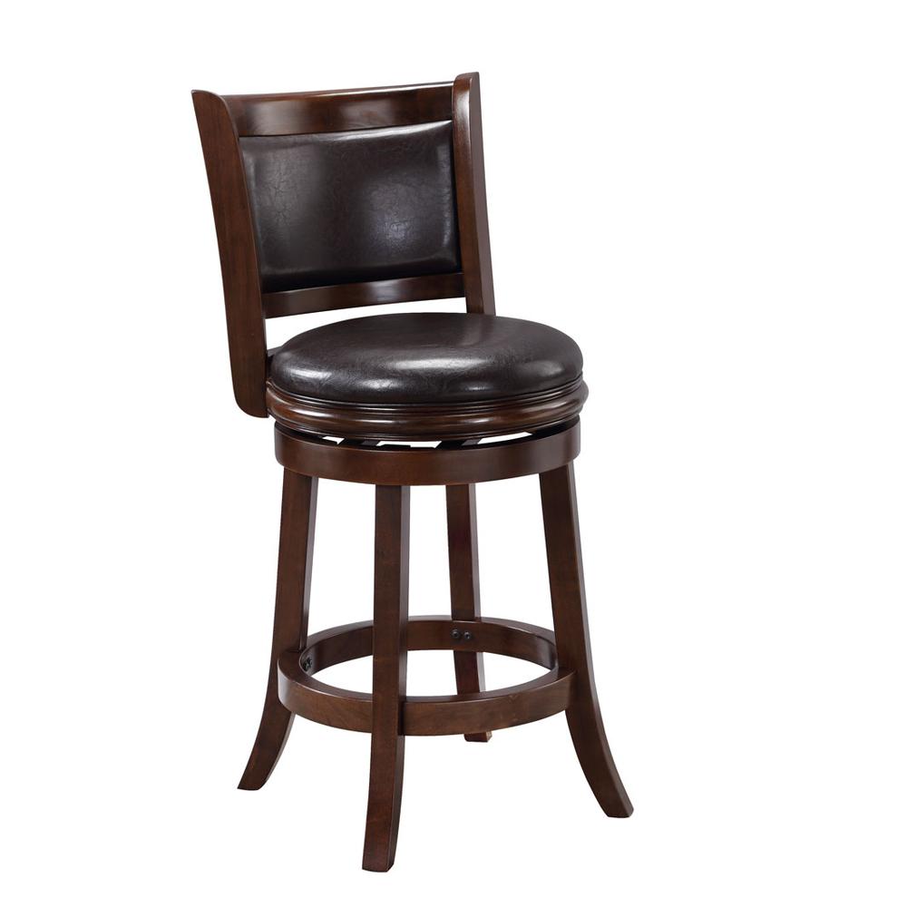 Augusta Swivel Counter Stool - Cappuccino/Dark Brown Faux Leather. Picture 1