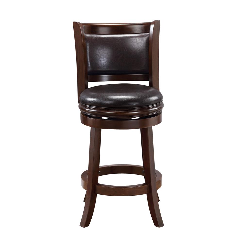 Augusta Swivel Counter Stool - Cappuccino/Dark Brown Faux Leather. Picture 2