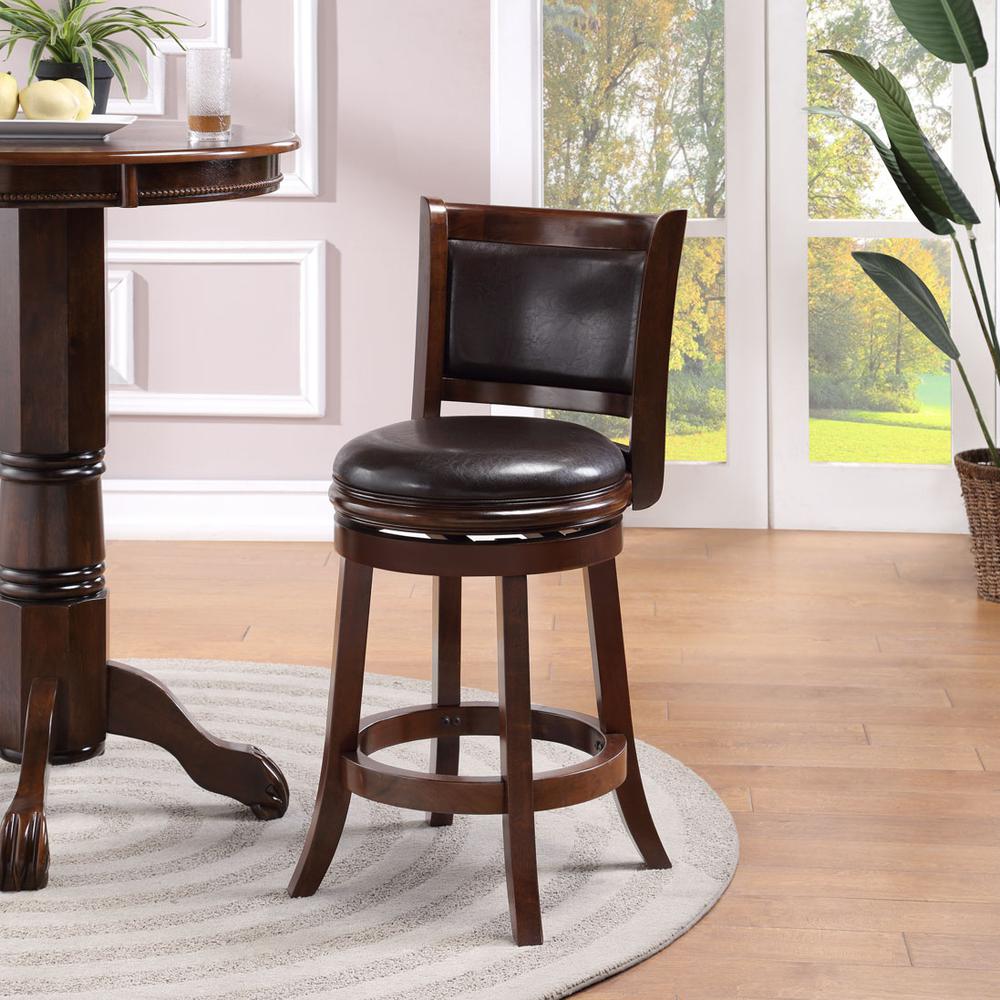 Augusta Swivel Counter Stool - Cappuccino/Dark Brown Faux Leather. Picture 7